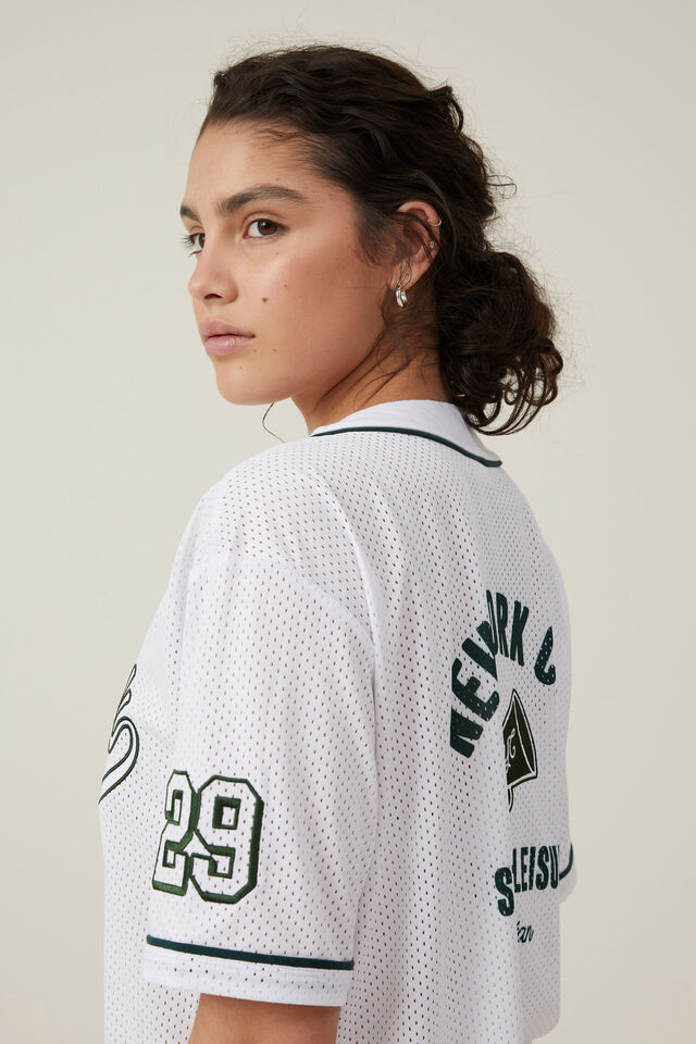 Jersey Graphic Baseball Shirt, NEW YORK/ WHITE