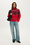 Fairisle Mock Neck Sweater, RED PETAL FAIRISLE - example image 2
