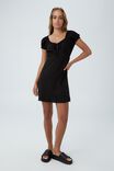 Milly Sweetheart Puff Sleeve Mini Dress, BLACK
