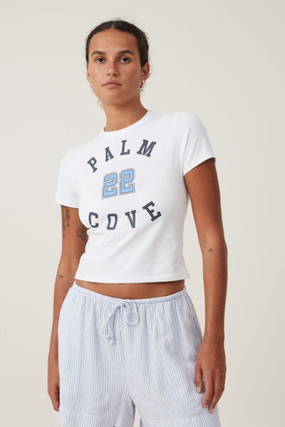 Fitted Graphic Longline Tee, PALM COVE/ WHITE