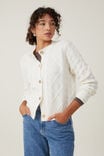 Luxe Cable Crew Cardigan, PORCELAIN - alternate image 1