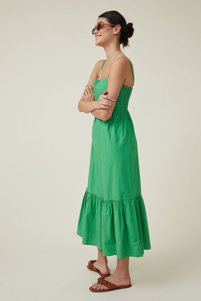 Piper Strappy Midi Dress, GARDEN GREEN