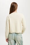 Lux Crew Button Cardigan, LEMON ICING - alternate image 3