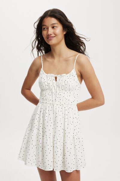 Haven Tiered Mini Dress, POLKA DOT GARDENIA