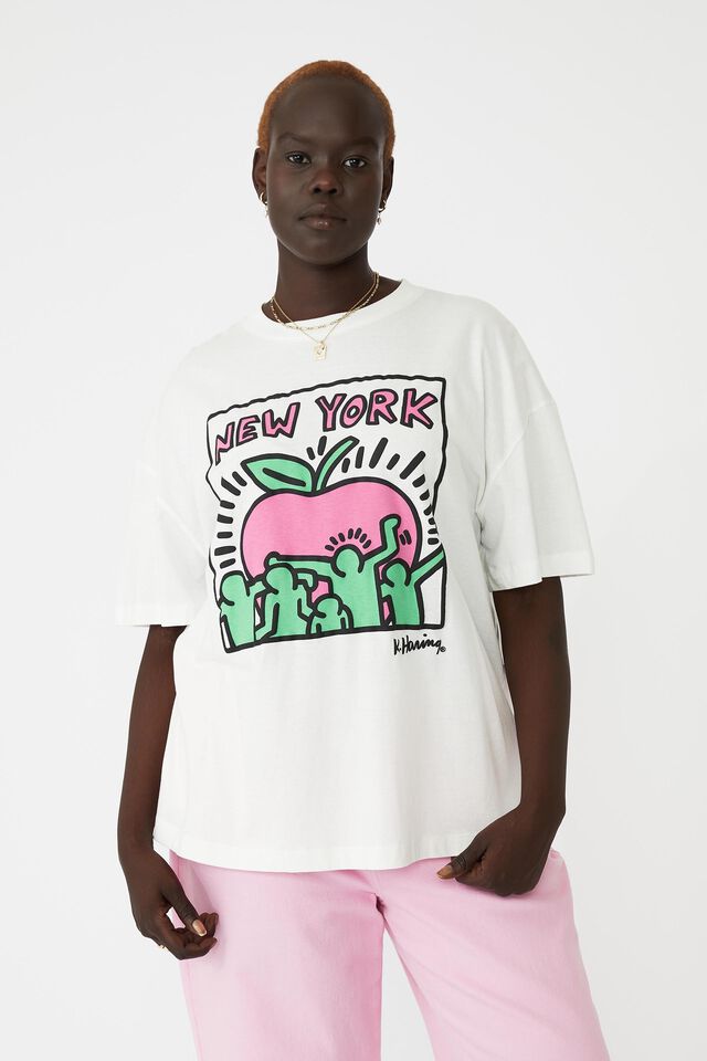 Curve Special Edition Oversize Tee, LCN KH KEITH HARING NEW YORK/VINTAGE WHITE