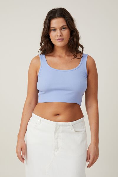The One Organic Rib Crop Tank, FROSTED BLUE