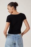 Camiseta - Heidi Picot Trim Short Sleeve Top, BLACK - vista alternativa 3