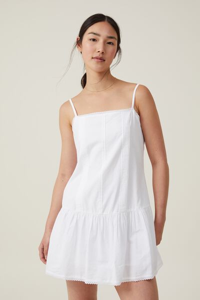 Charlie Pintuck Mini Dress, WHITE
