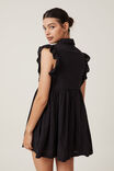 Sylvie Lace Trim Shirt Dress, BLACK - alternate image 3