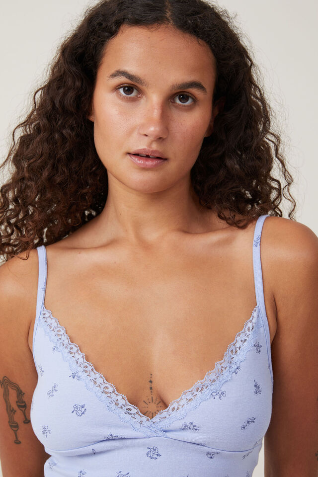 Sammie Cross Front Cami, SARAH DITSY FROSTED BLUE