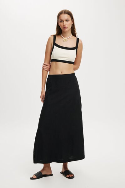 Haven Maxi A-Line Skirt, BLACK