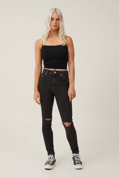 black ripped jeans