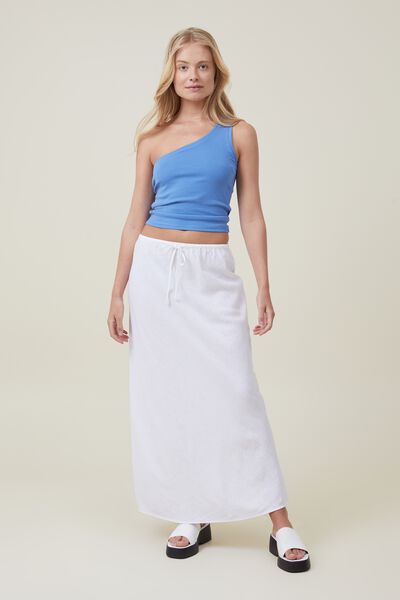 Haven Maxi Slip Skirt, WHITE