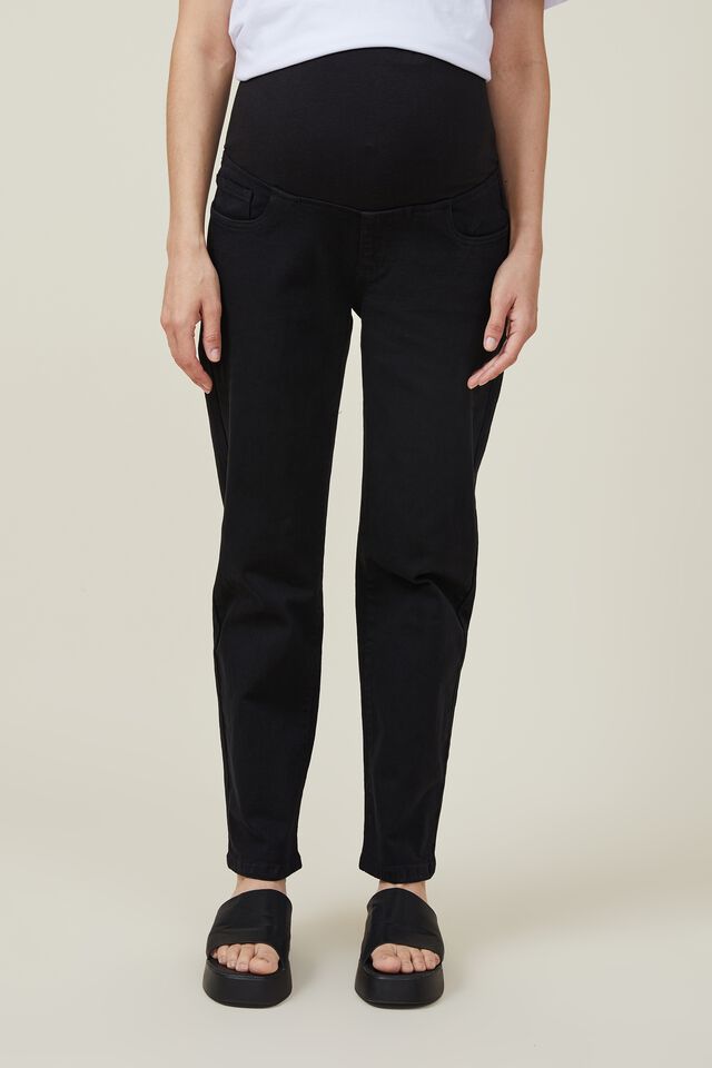 Maternity Straight Stretch Jean (Over Belly), BLACK