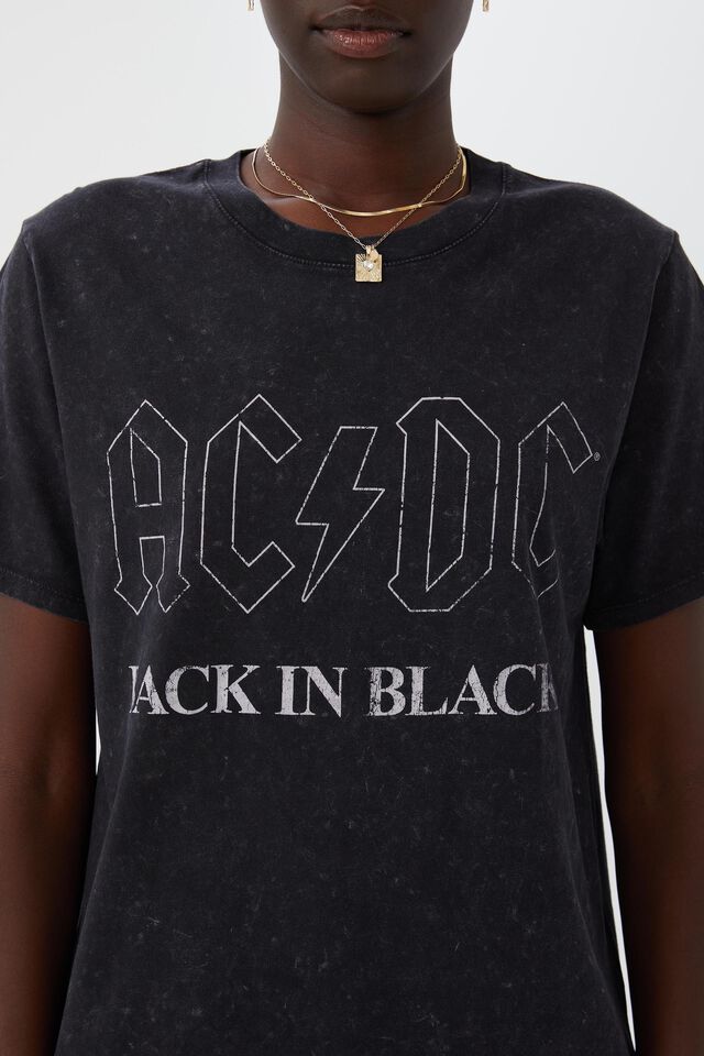 Camiseta - Regular Fit Band Tee, LCN PER ACDC BACK IN BLACK OUTLINE/BLACK