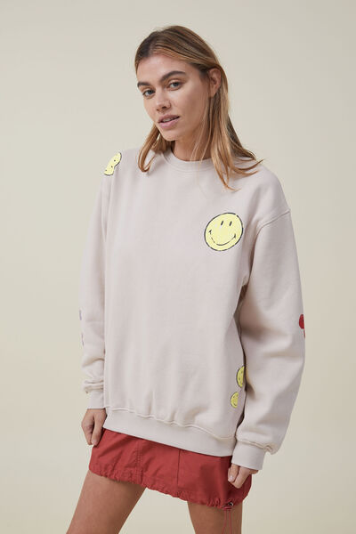 Smiley Crew Sweatshirt, LCN SMI SMILEY ICONS/STONE