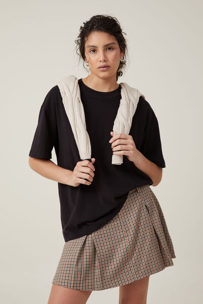 Luis Pleated Suiting Skirt, MICRO CHECK BROWN