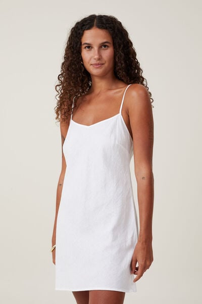 Haven V Neck Mini Dress, WHITE