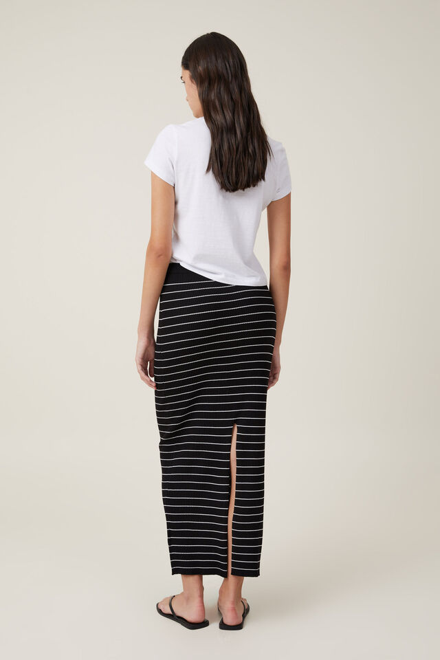 Knit Maxi Skirt, CLASSIC STRIPE BLACK