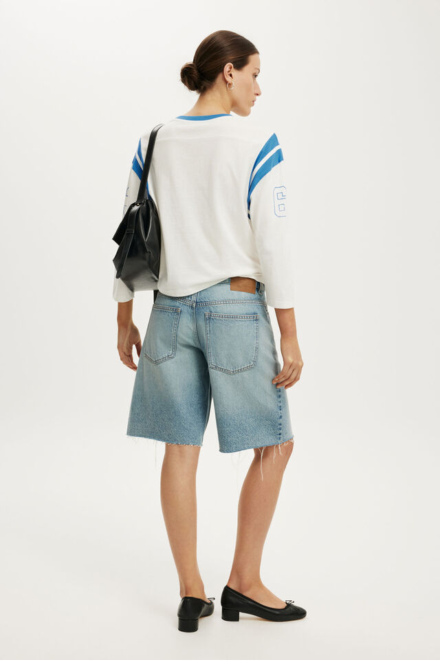 Baggy Denim Short, COVE BLUE RAW