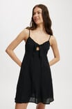 Tate Tie Front Mini Dress, BLACK - alternate image 1