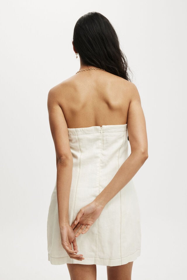 Elle Linen Tube Mini Dress, LEMON ICING