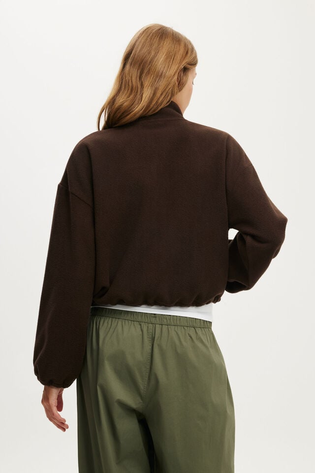 Polar Fleece Zip Through, DARK OAK/MILK TEA TIPPING