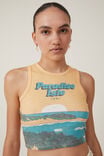 Crop Ribbed Graphic Racer Tank, PARADISE ISLE/MINERAL YELLOW - alternate image 4
