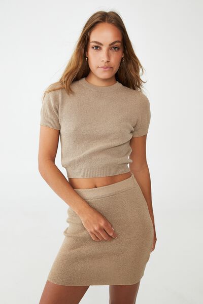 Set Up Short Sleeve Pullover, LINEN TAUPE