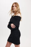 Faux Off Shoulder Sweater Dress, BLACK - alternate image 1