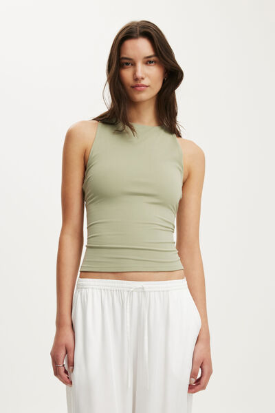 Hold Me Racer Back Tank, PALE EUCALYPTUS