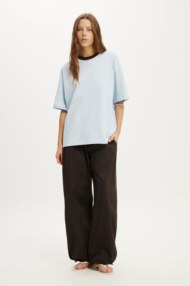 Boxy Short Sleeve Tee, SEASIDE BLUE/DARK OAK BIND