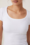Staple Rib Scoop Neck Short Sleeve Top, WHITE II - example image 4