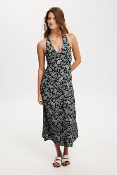 Haven Halter Maxi Dress, PHOEBE PAISLEY BLACK