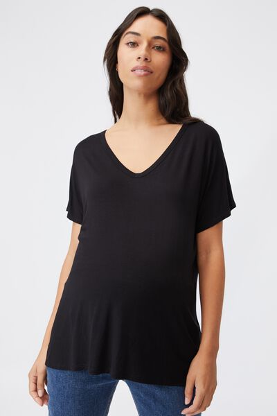 Maternity Karly Short Sleeve Top, BLACK