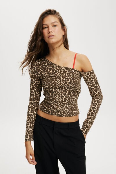 Blair Open Back Long Sleeve Top, KATE LEOPARD