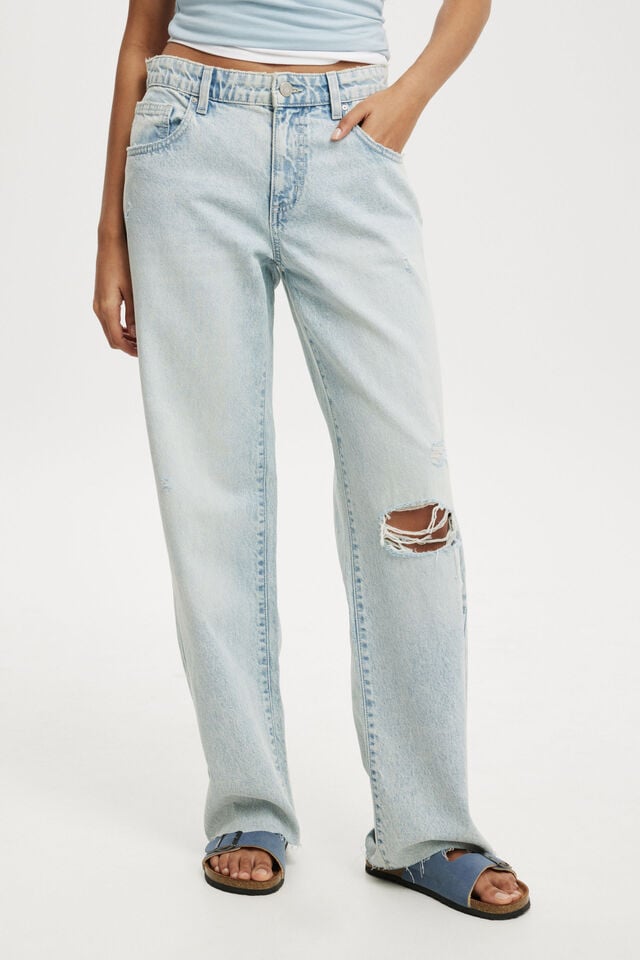 Low Rise Straight Jean, CRYSTAL BLUE RIP