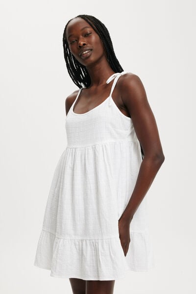 Sunny Babydoll Mini Dress, WHITE