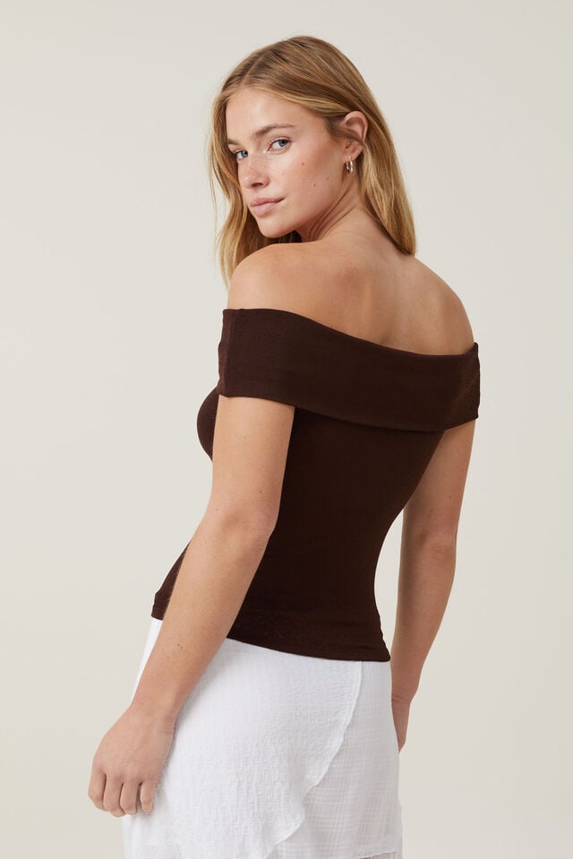 Chloe Off The Shoulder Top, DARK OAK