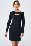 Day To Night Long Sleeve Cut Out Mini Dress, BLACK
