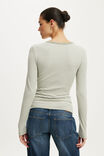 Blake Rib Henley Long Sleeve, MADI STRIPE PALE EUCALYPTUS/VINTAGE WHITE - example image 3