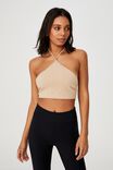 Evie Triangle Halter Top, LINEN TAUPE