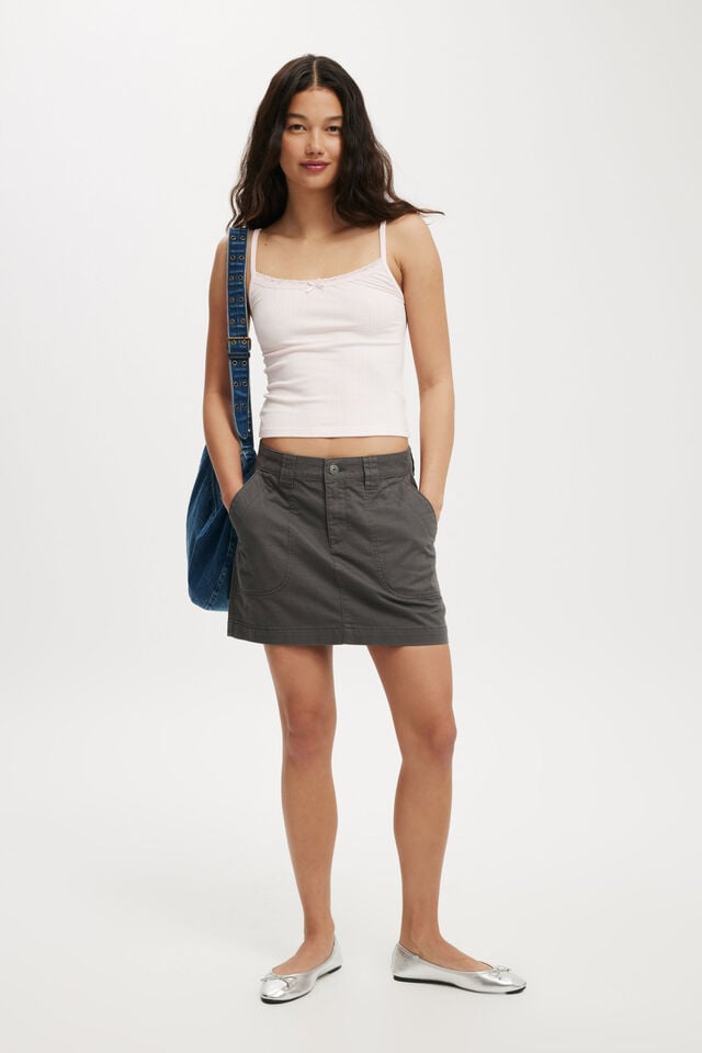Morgan Utility Chino Mini Skirt, GRAPHITE