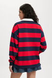 Oversized Long Sleeve Polo, WINTER NIGHT/SCARLET RED - alternate image 3