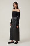 Saia - Faux Leather Maxi Skirt, BLACK - vista alternativa 1