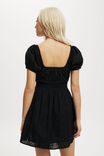 Samira Puff Sleeve Mini Dress, BLACK PAISLEY - alternate image 3