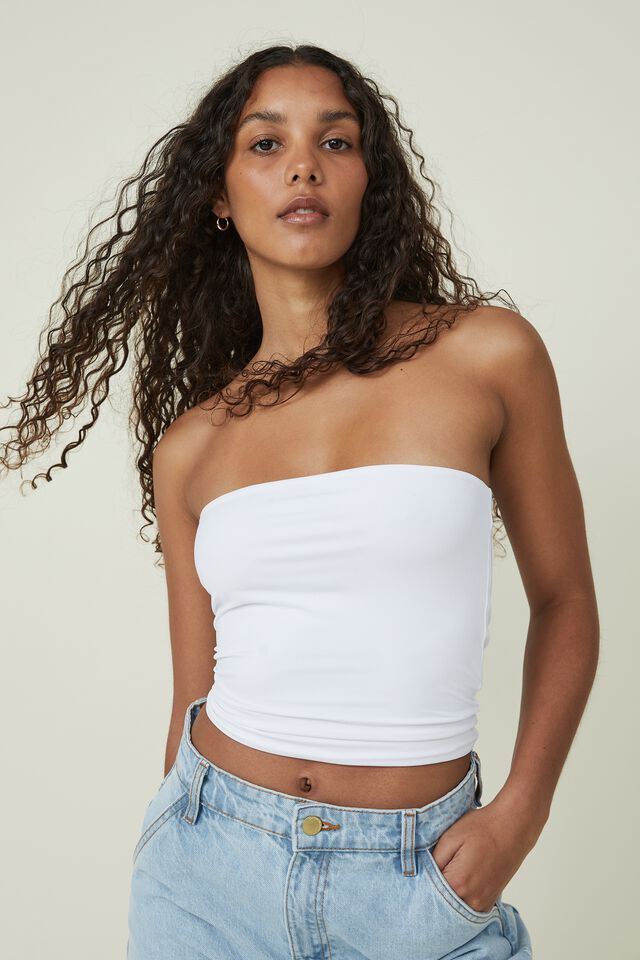 Sculpted Tube Top, WHITE