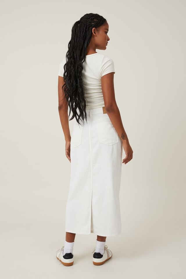 Cord Maxi Skirt, WHITE