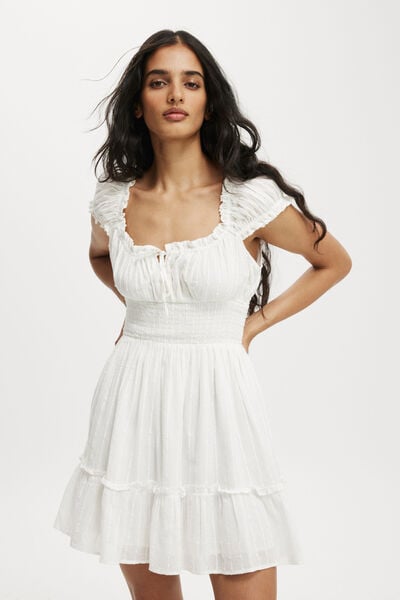 Eddie Corset Mini Dress, WHITE