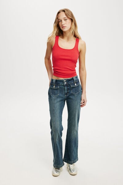 Stretch Bootcut Flare Jean Asia Fit, BLUE DUSK/POCKETS